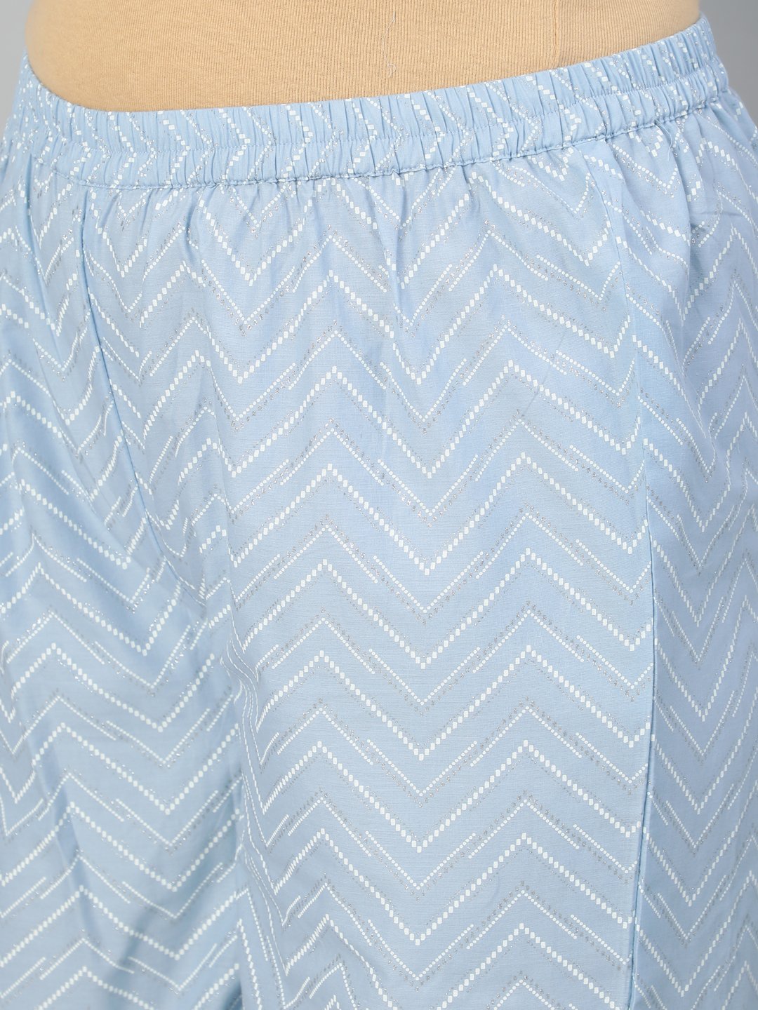 Women Powder Blue Printed Kurta With Plazo & Dupatta | LASVINI - Redefining Indian Fashion with Elegance