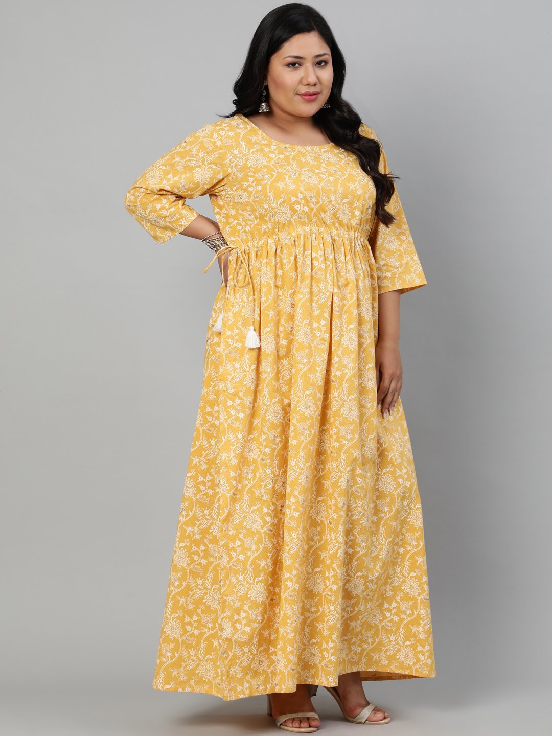 Women Yellow & Gold Floral Printed Kurta With Plazo & Dupatta | LASVINI - Redefining Indian Fashion with Elegance