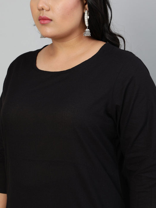 Women Solid Black Kurta With Pants & Dupatta | LASVINI - Redefining Indian Fashion with Elegance