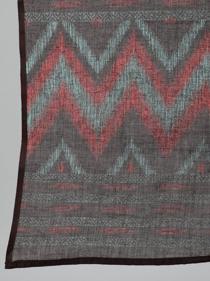 Women Sage Green & Brown Printed Straight Kurta With Plazao & Dupatta | LASVINI - Redefining Indian Fashion with Elegance