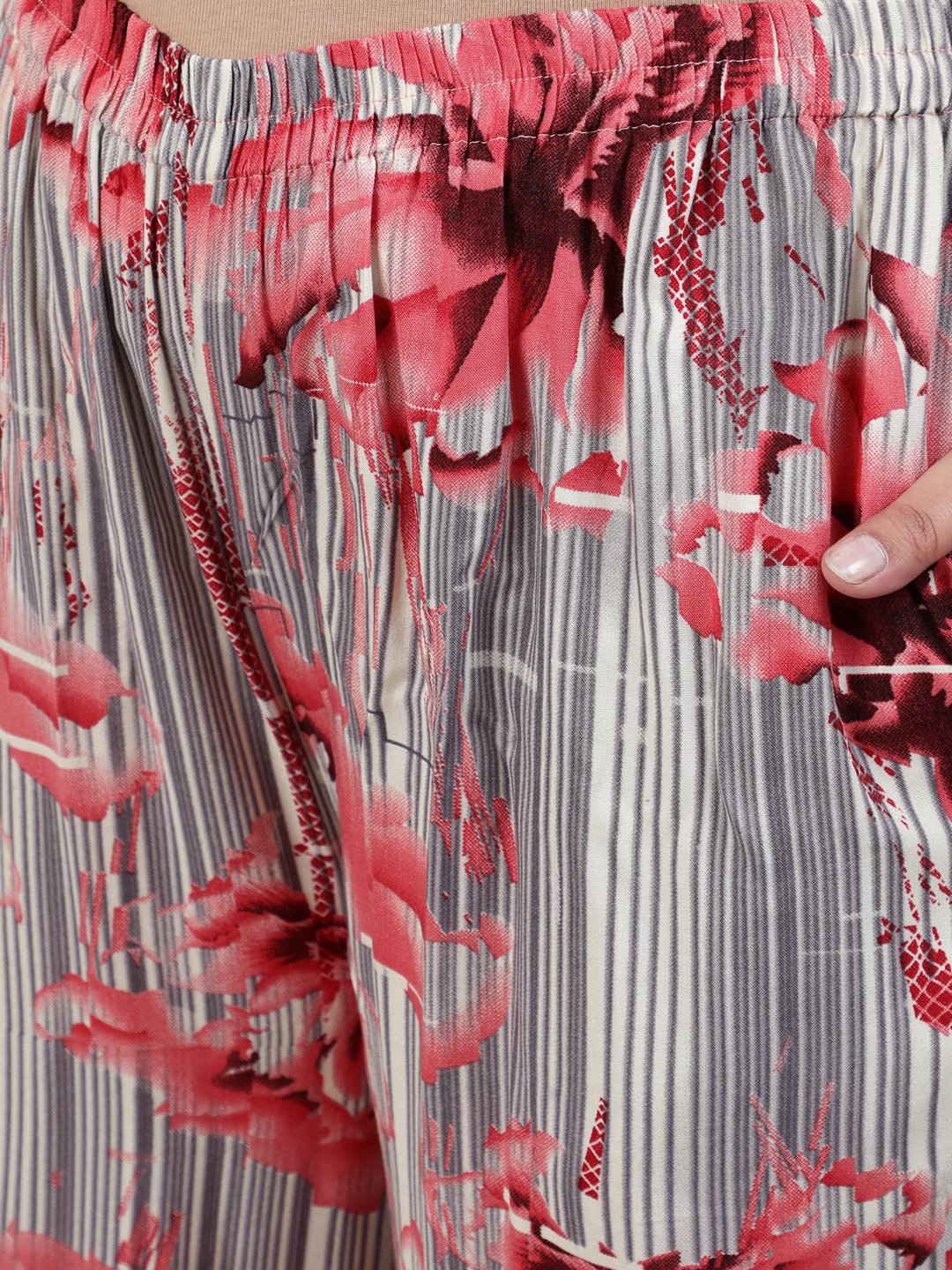 Plus Size Women Grey Printed Night Suit With Half Sleeves | LASVINI - Redefining Indian Fashion with Elegance