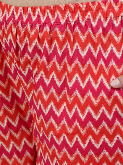 Plus Size Women Pink Printed Night Suit With Half Sleeves | LASVINI - Redefining Indian Fashion with Elegance