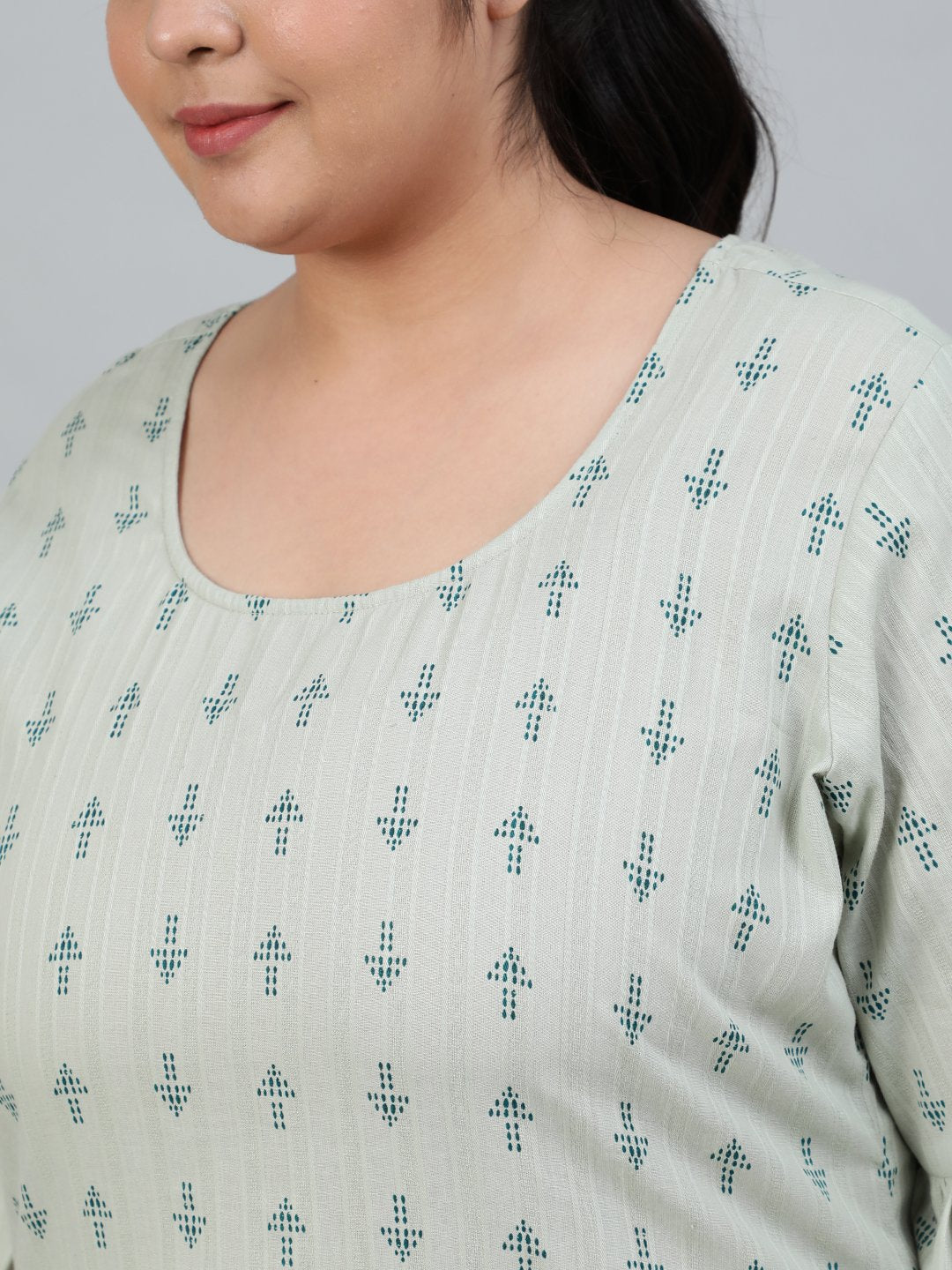 Plus Size Women Green Printed Night Suit With Half Sleeves | LASVINI - Redefining Indian Fashion with Elegance