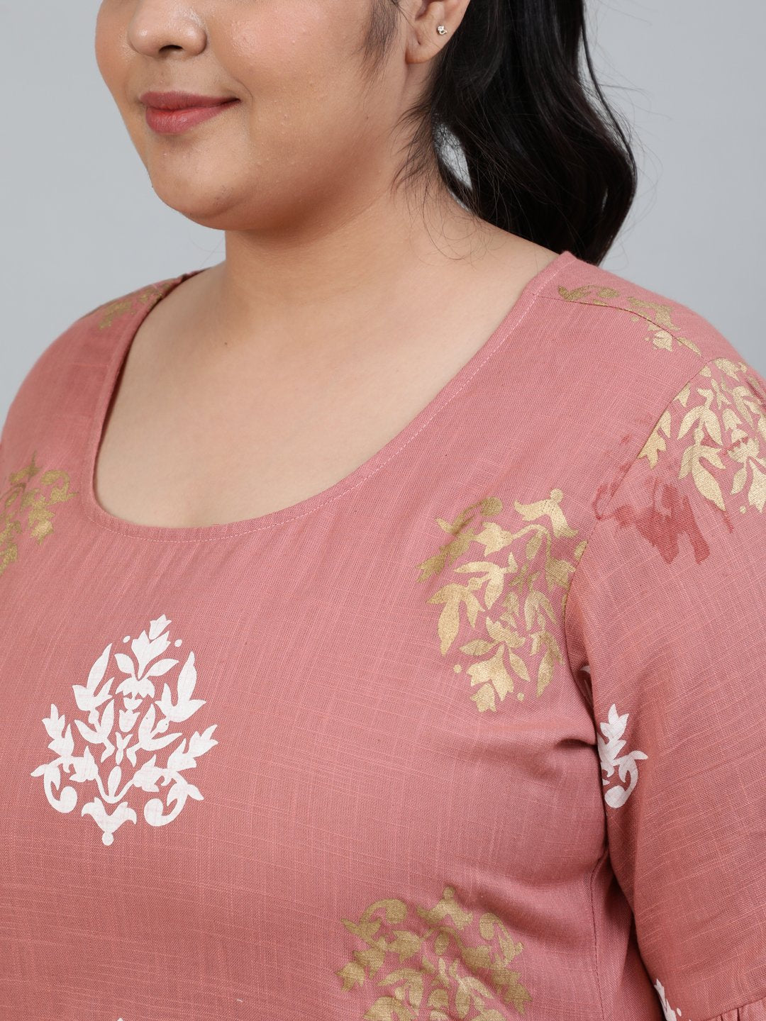 Plus Size Women Pink Printed Night Suit With Half Sleeves | LASVINI - Redefining Indian Fashion with Elegance