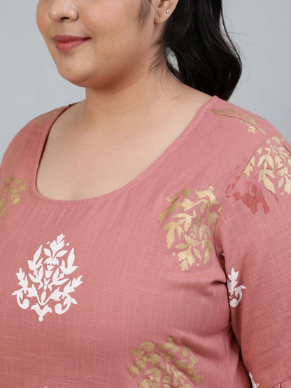 Plus Size Women Pink Printed Night Suit With Half Sleeves | LASVINI - Redefining Indian Fashion with Elegance