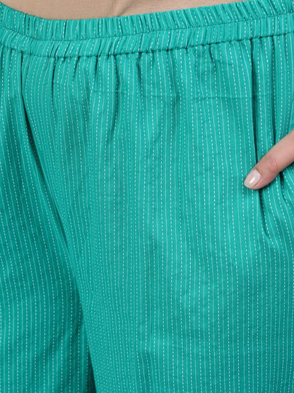 Plus Size Women Green Printed Night Suit With Half Sleeves | LASVINI - Redefining Indian Fashion with Elegance