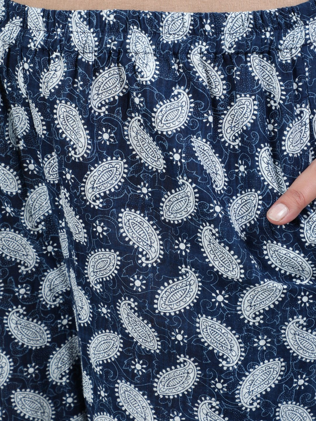 Plus Size Women Blue Printed Night Suit With Half Sleeves | LASVINI - Redefining Indian Fashion with Elegance