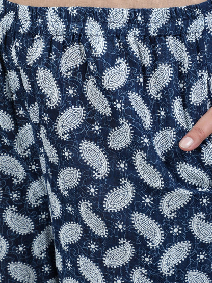 Plus Size Women Blue Printed Night Suit With Half Sleeves | LASVINI - Redefining Indian Fashion with Elegance