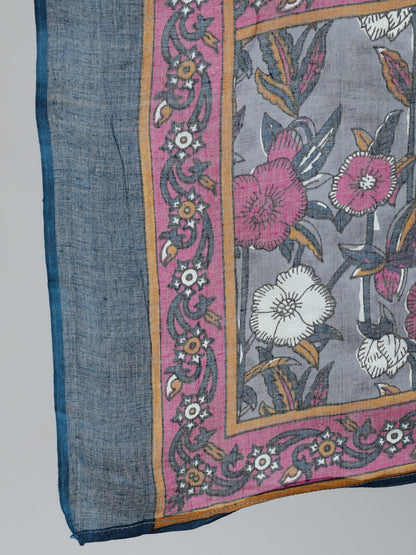 Plus Size Women Grey Printed Straight Kurta With Palazo & Dupatta | LASVINI - Redefining Indian Fashion with Elegance