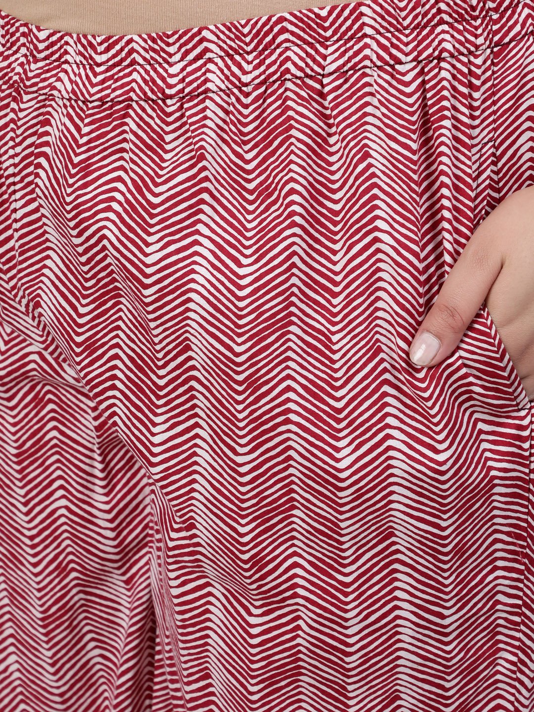 Plus Size Women Red Printed Straight Kurta With Palazo & Dupatta | LASVINI - Redefining Indian Fashion with Elegance