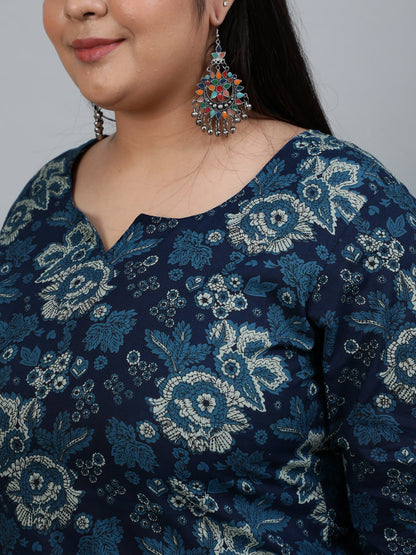 Women Blue Printed Straight Kurta With Plazzo & Dupatta | LASVINI - Redefining Indian Fashion with Elegance