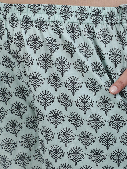 Women Blue Printed Straight Kurta With Plazzo & Dupatta | LASVINI - Redefining Indian Fashion with Elegance