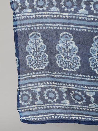 Women Blue Printed Straight Kurta With Plazo & Dupatta | LASVINI - Redefining Indian Fashion with Elegance