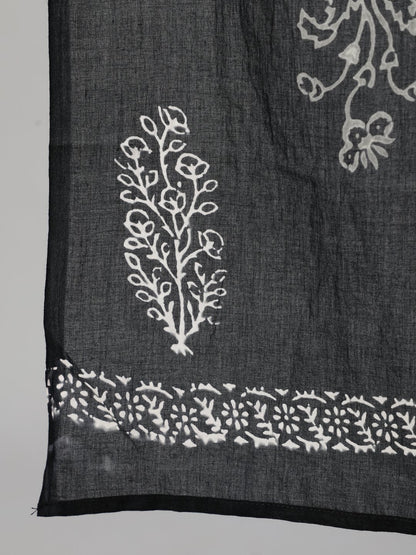 Women Black Printed Straight Kurta With Plazo & Dupatta | LASVINI - Redefining Indian Fashion with Elegance