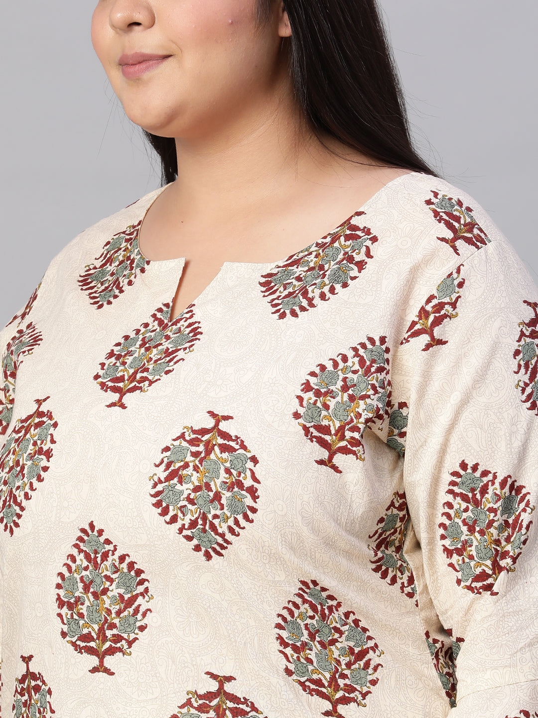 Women Cream Printed Straight Night Dress | LASVINI - Redefining Indian Fashion with Elegance