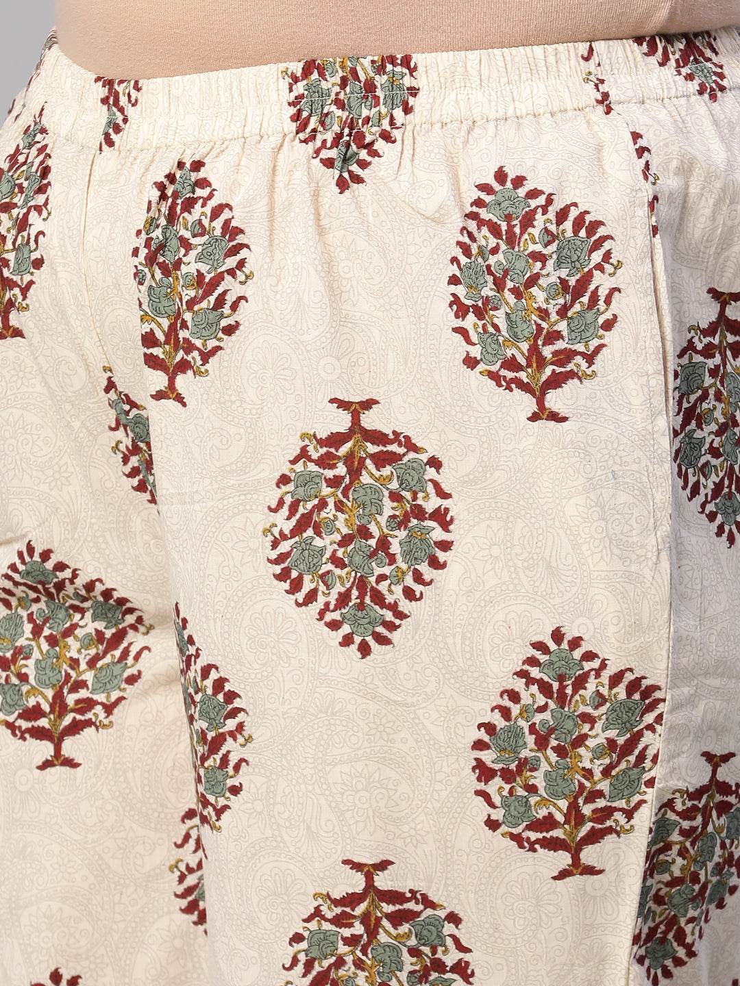 Women Cream Printed Straight Night Dress | LASVINI - Redefining Indian Fashion with Elegance