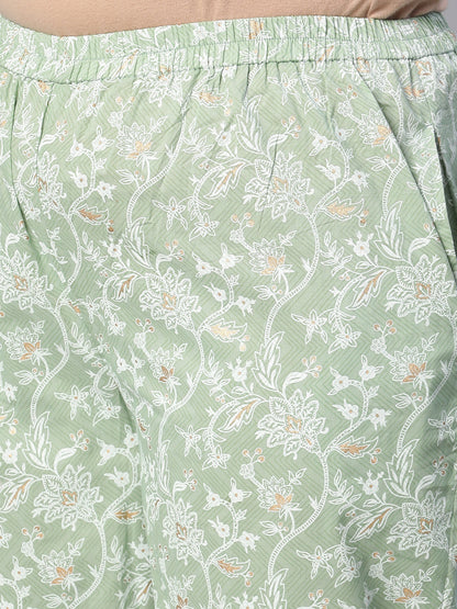 Women Green Printed Straight Kurta With Plazo & Dupatta | LASVINI - Redefining Indian Fashion with Elegance