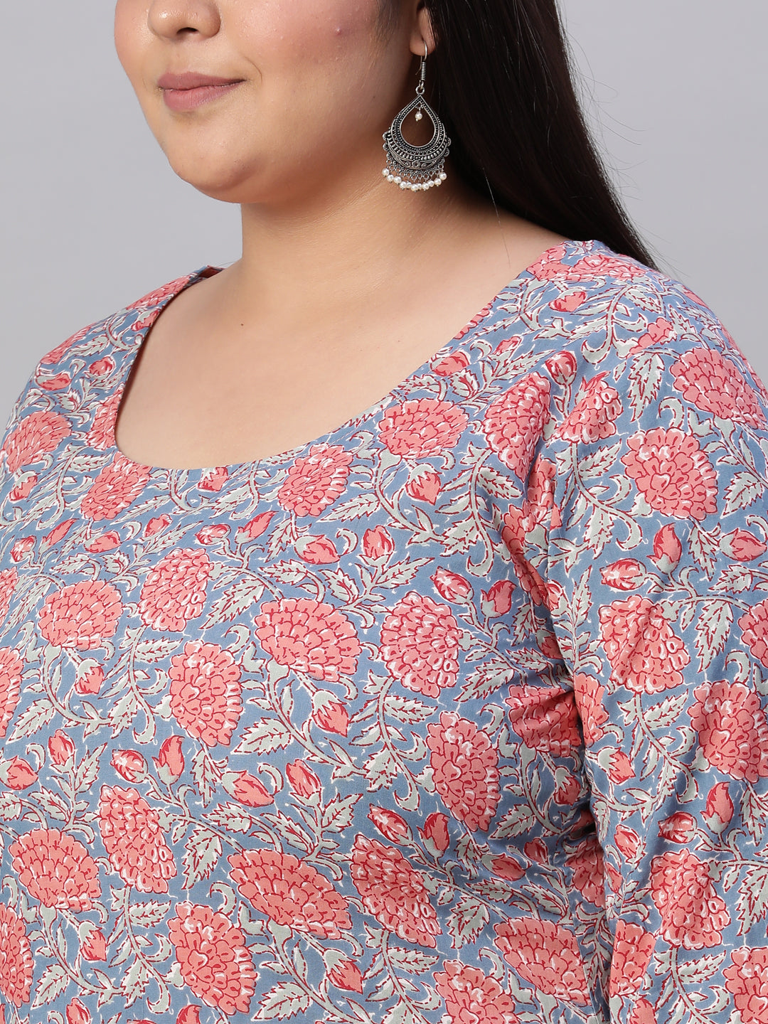 Women Blue Printed Straight Kurta With Plazo & Dupatta | LASVINI - Redefining Indian Fashion with Elegance