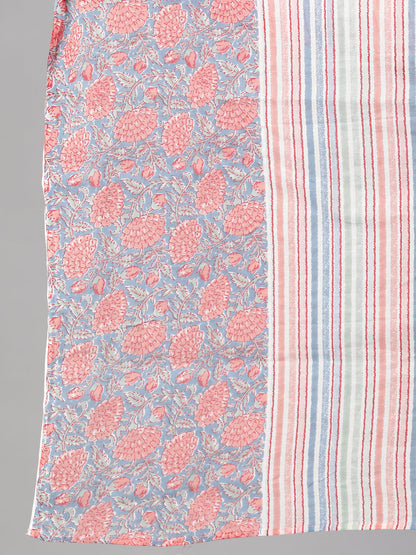 Women Blue Printed Straight Kurta With Plazo & Dupatta | LASVINI - Redefining Indian Fashion with Elegance