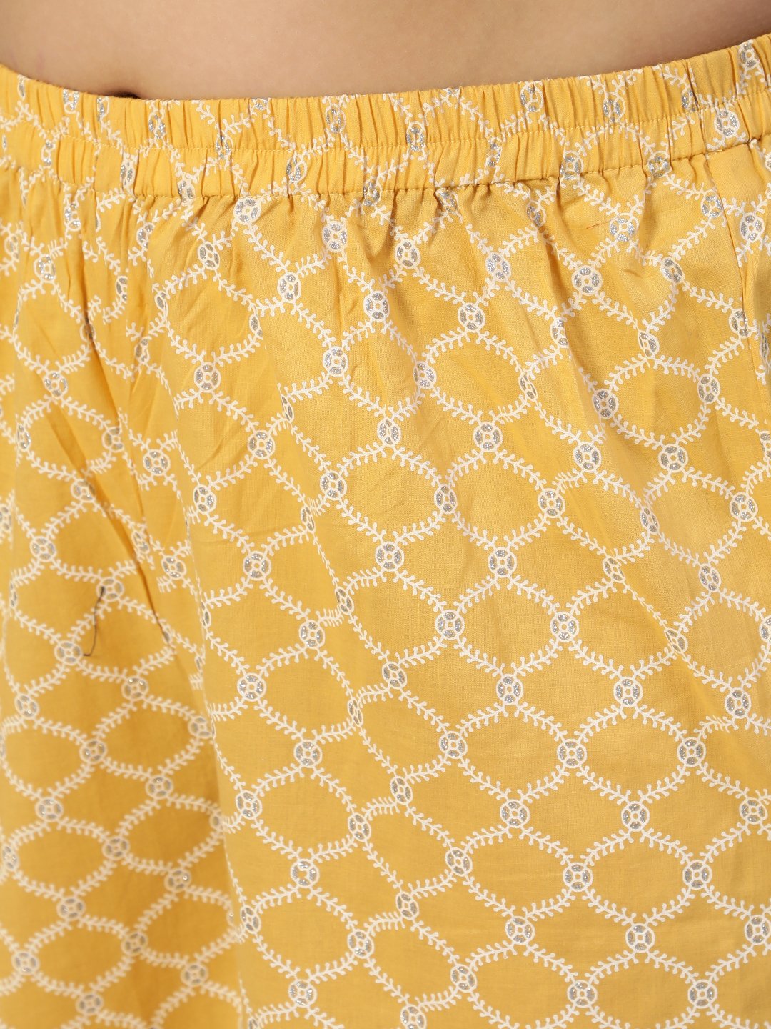 Women Yellow & Glitter Printed Straight Kurta With Plazo & Dupatta | LASVINI - Redefining Indian Fashion with Elegance