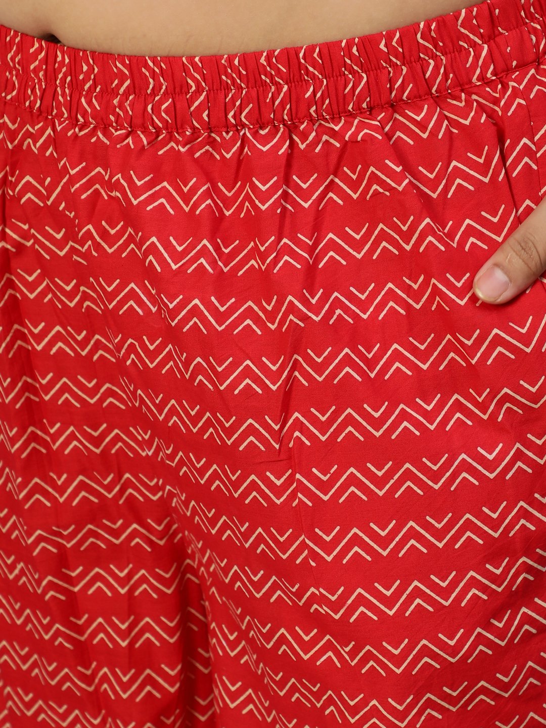 Women Red Printed Straight Kurta With Plazo & Dupatta | LASVINI - Redefining Indian Fashion with Elegance