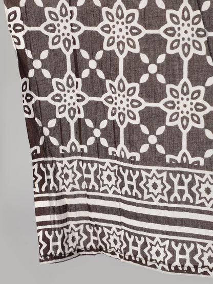 Women Dark Grey Printed Straight Kurta With Plazo & Dupatta | LASVINI - Redefining Indian Fashion with Elegance