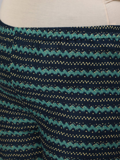 Women Plus Size Blue Floral Printed Kurta And Palazzo With Dupatta | LASVINI - Redefining Indian Fashion with Elegance