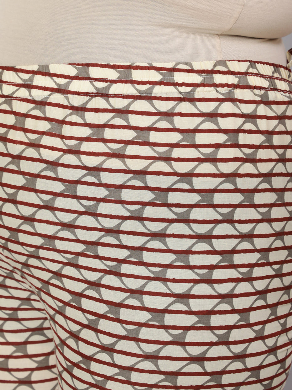 Women Plus Size  Maroon Ethnic Printed Kurta And Palazzo With Dupatta | LASVINI - Redefining Indian Fashion with Elegance