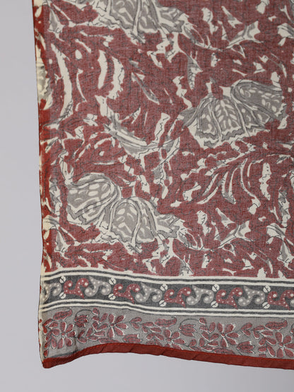 Women Plus Size  Maroon Ethnic Printed Kurta And Palazzo With Dupatta | LASVINI - Redefining Indian Fashion with Elegance