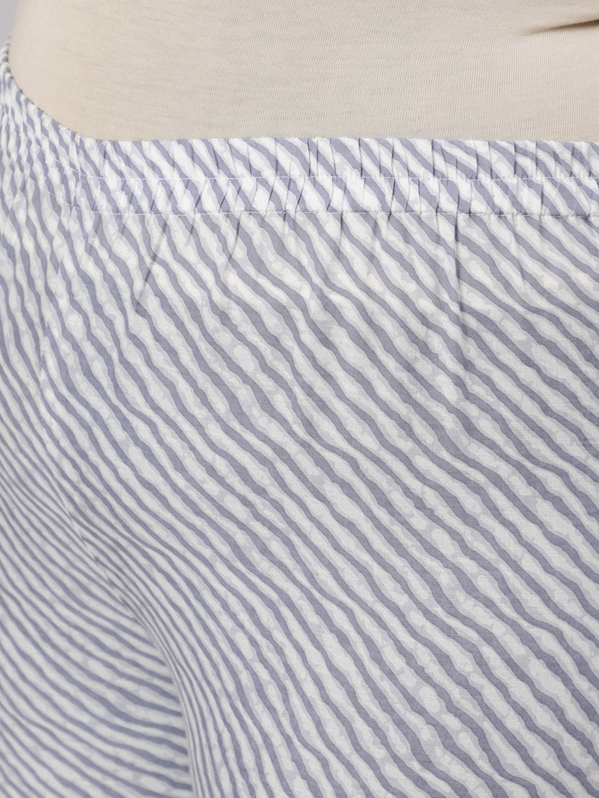 Women Plus Size Grey Ethnic Printed Kurta And Palazzo With Dupatta | LASVINI - Redefining Indian Fashion with Elegance