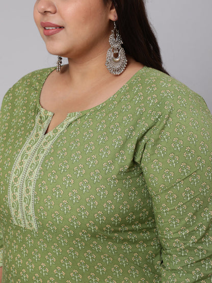 Women Plus Size Green Printed Straight Kurta | LASVINI - Redefining Indian Fashion with Elegance