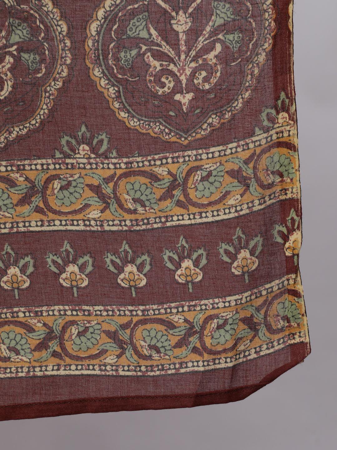 Plus Size Women Brown Printed Pure Cotton Kurta With Trousers & Dupatta | LASVINI - Redefining Indian Fashion with Elegance