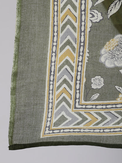 Womenplus Size Green Floral Printed Kurta And Palazzo With Dupatta | LASVINI - Redefining Indian Fashion with Elegance