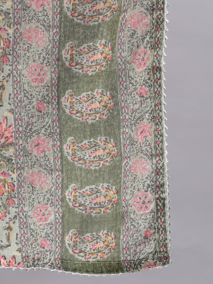 Women Plus Size Green Printed Kurta And Palazzo With Dupatta | LASVINI - Redefining Indian Fashion with Elegance