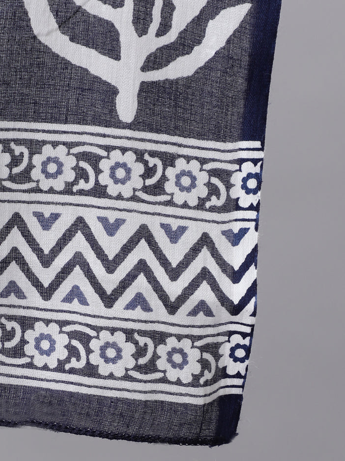 Women Plus Size Navy Blue Floral Printed Kurta And Palazzo With Dupatta | LASVINI - Redefining Indian Fashion with Elegance