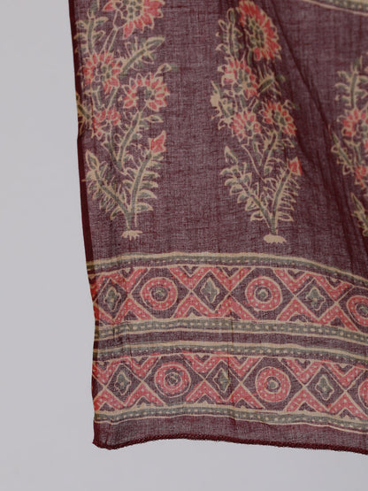 Women Plus Size Burgundy Printed Straight Kurta With Plazo & Dupatta | LASVINI - Redefining Indian Fashion with Elegance