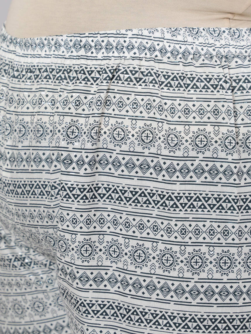 Women Plus Size Grey Printed Kurta And Palazzo With Dupatta | LASVINI - Redefining Indian Fashion with Elegance