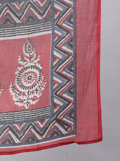 Women Plus Size Maroon Printed Kurta And Palazzo With Dupatta | LASVINI - Redefining Indian Fashion with Elegance