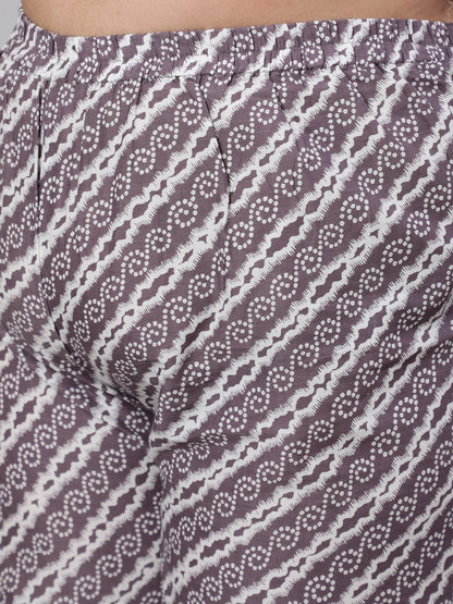 Women Plus Size Grey Printed Kurta And Palazzo With Dupatta | LASVINI - Redefining Indian Fashion with Elegance
