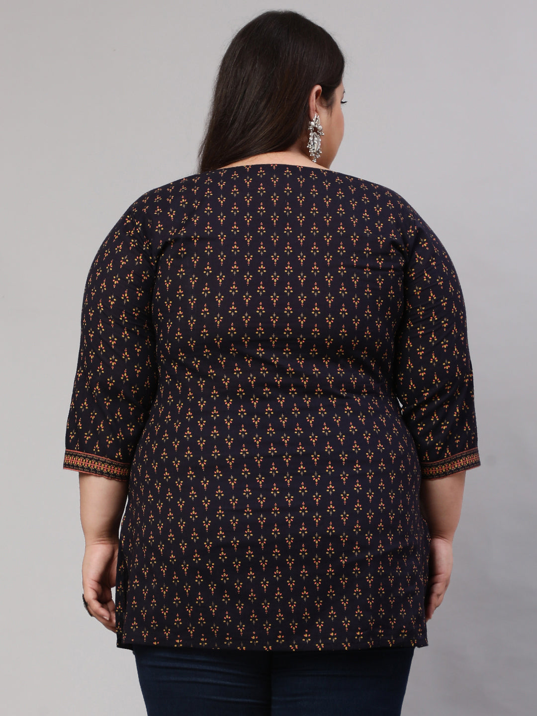 Women Plus Size Navy Blue Ethnic Tunic | LASVINI - Redefining Indian Fashion with Elegance
