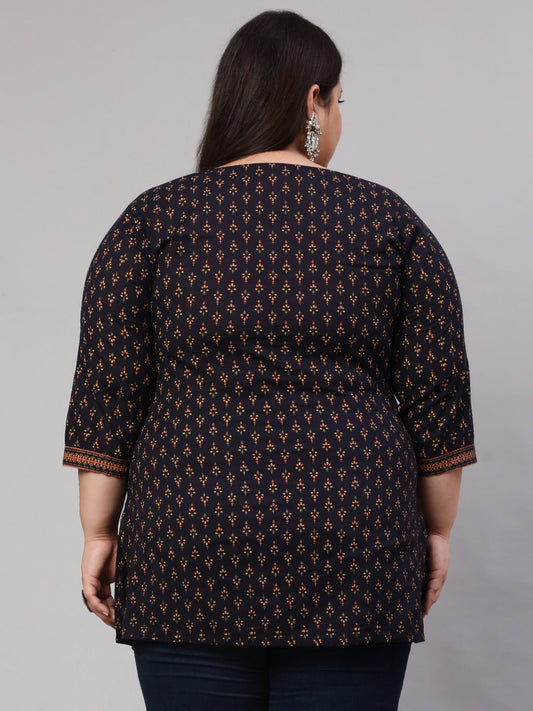 Women Plus Size Navy Blue Ethnic Tunic | LASVINI - Redefining Indian Fashion with Elegance