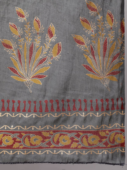 Women Plus Size Grey Printed Kurta And Palazzo With Dupatta | LASVINI - Redefining Indian Fashion with Elegance