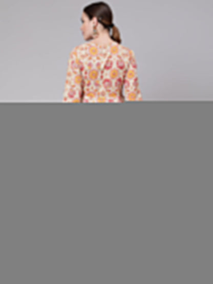 Women Multi Embroidered Printed Flared Dress With Three Quarter Sleeves | LASVINI - Redefining Indian Fashion with Elegance