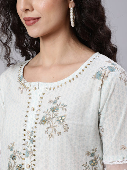 Women Off- White Embroidered Straight Kurta With Traouser And Dupatta | LASVINI - Redefining Indian Fashion with Elegance