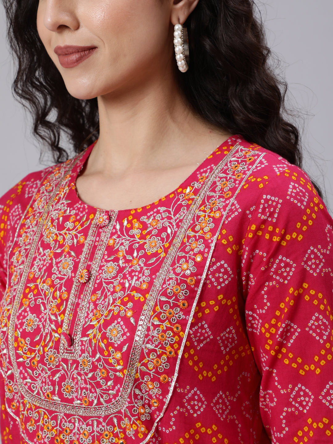 Women Pink Embroidered Flared Dress With Tesals Details | LASVINI - Redefining Indian Fashion with Elegance