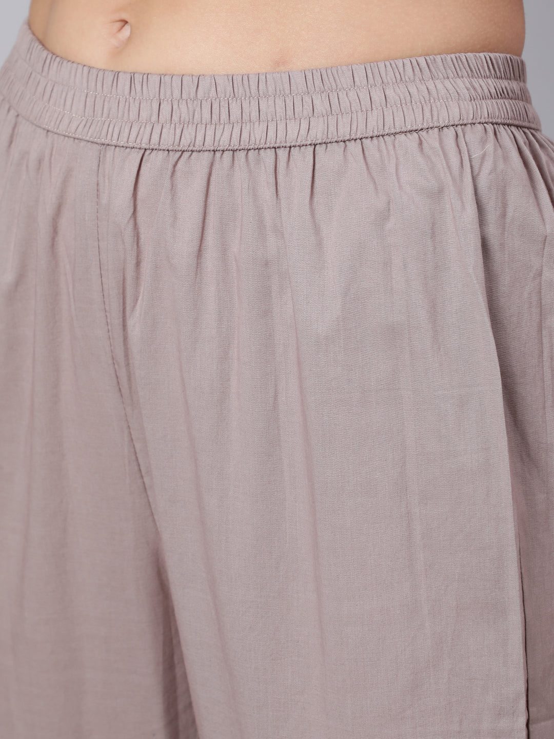 Women Grey Ethnic Printed Flared Kurta With Trouser And Dupatta | LASVINI - Redefining Indian Fashion with Elegance