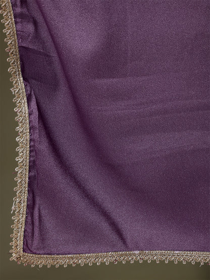 Burgundy Saree embellished with lace & Unstitched blouse | LASVINI - Redefining Indian Fashion with Elegance