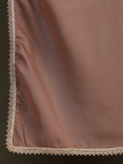 Brown Saree embellished with lace & Unstitched blouse | LASVINI - Redefining Indian Fashion with Elegance