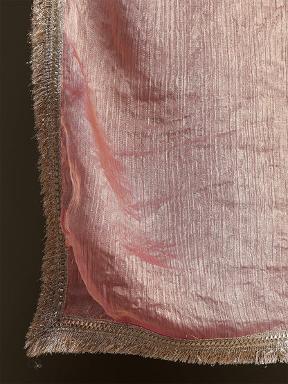 Pink Saree embellished with lace & Unstitched blouse | LASVINI - Redefining Indian Fashion with Elegance